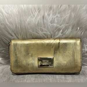 MICHAEL KORS Jet Set Travel Gold Continental Wallet EUC
